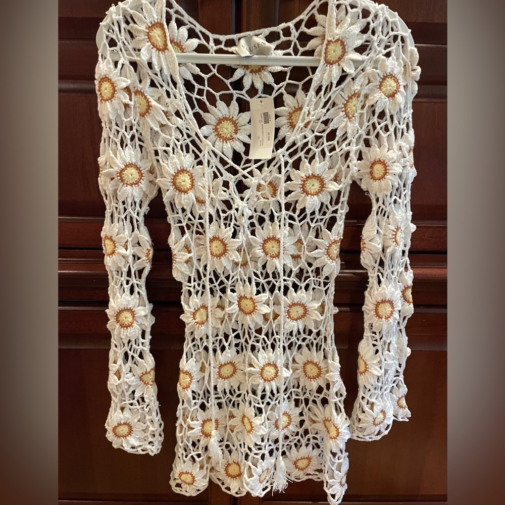 Hausen Crochet Floral Mini Dress / Swim Cover-Up - One Size (NWT)